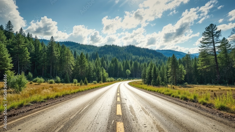Fototapeta premium Tire Tracks on Rural Road, Summer Landscape