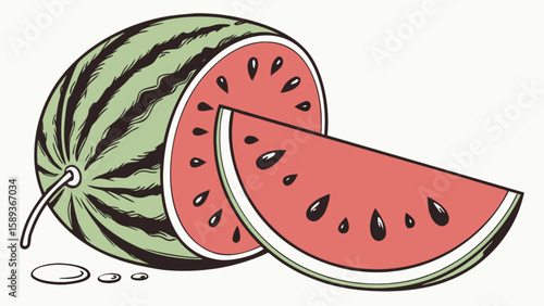Fresh watermelon slices summer fruit illustration juicy watermelon with seeds healthy eating and delicious treat