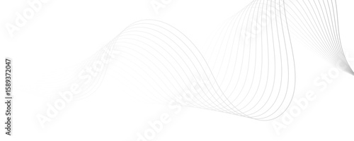 Abstract white and gray background. Abstract linear flowing particles future technology concept abstract wave curve lines banner.  