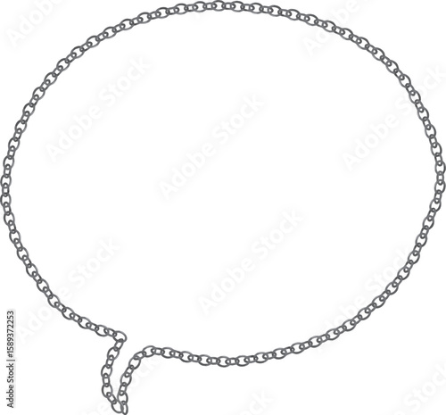 シルバーチェーンの手描き丸型吹き出し　Adobe Illustrator Artwork