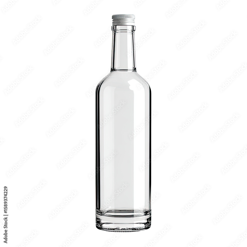 Clear glass bottle, short and wide body, screw-on cap Clear glass bottle, short and wide body, screw-on cap