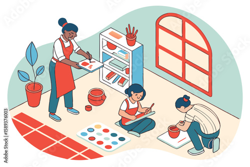 School Art Workshop Vector