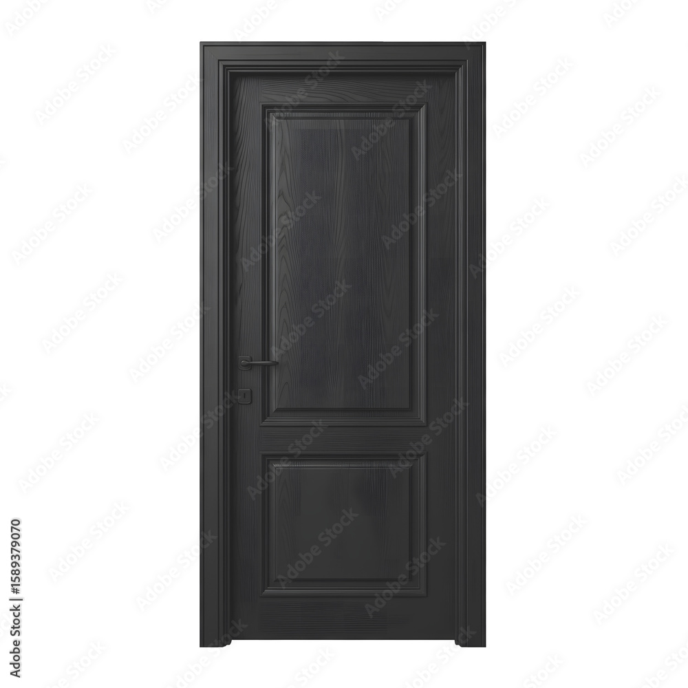 Closed Black Interior Door Isolated on Transparent Background Closed Black Interior Door Isolated on Transparent Background