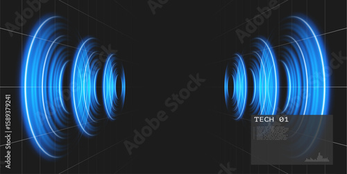 Circle sound wave visualization. Wifi range. Signal concentric circle. Round light effect. Radio station signal. Water ripple with circle waves. Abstract music background.