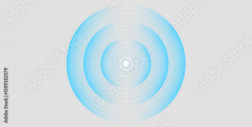 Radar screen. Wifi 6 range. Sound wave. Signal concentric circle. Round light effect. Radio station signal. Water ripple with circle waves. A place or a painful point. Vector effect.