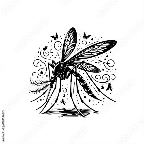 A mosquito isolated on white background