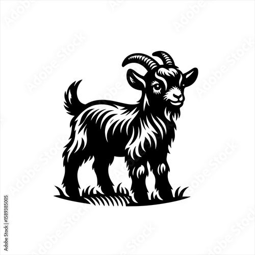 A cute goat isolated on white background