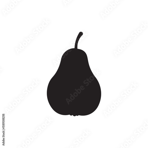 Pear fruit silhouette vector flat design on white background.