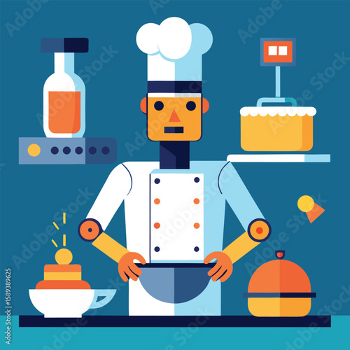 Robotic Chef Preparing Meals In Automated Kitchen With Ai Technology