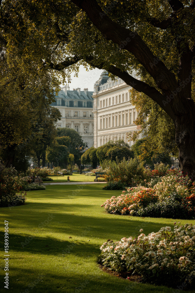 Obraz premium capture serene beauty of european capital parks and green spaces devoid of visitors