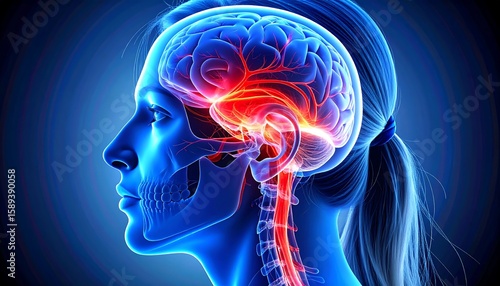 3D medical illustration of a brain