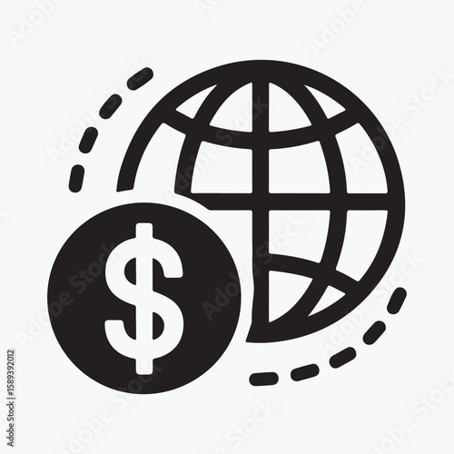 Global currency symbol icon globe dollar