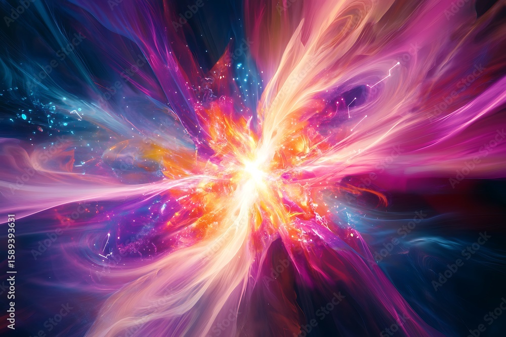 Fototapeta premium Abstract colorful energy explosion background image for science, technology and creative projects