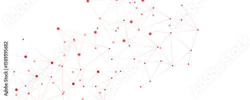 Abstract white red digital technology futuristic communication high tech concept background. Technology dots lines connect network background.	