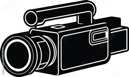 Camcorder Silhouette Vector Illustration for Clipart, Flat Design