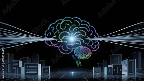 AI-Powered Data Science for Business Optimization, Automated KPI Performance Monitoring Dashboard Design, Artificial Intelligence Brain and Digital Data Visualization