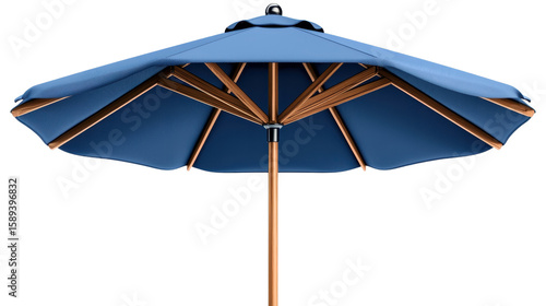 Blue Wooden Patio Umbrella on Transparent Background