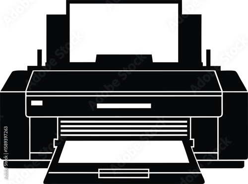 black printer silhouette clip art preview