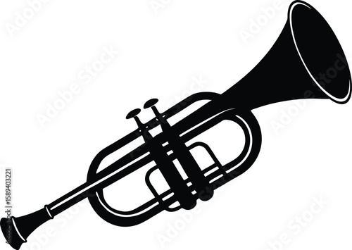 Musical Wind Instrument Silhouette Vector Illustration for Clipart