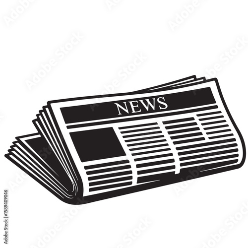 Black and white illustration of a newspaper with the word "NEWS" on top.