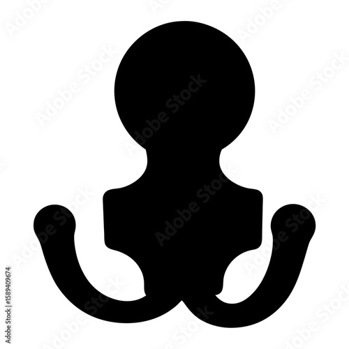 Stylized Black Silhouette of a Double Hook Wall Mount Rack Design