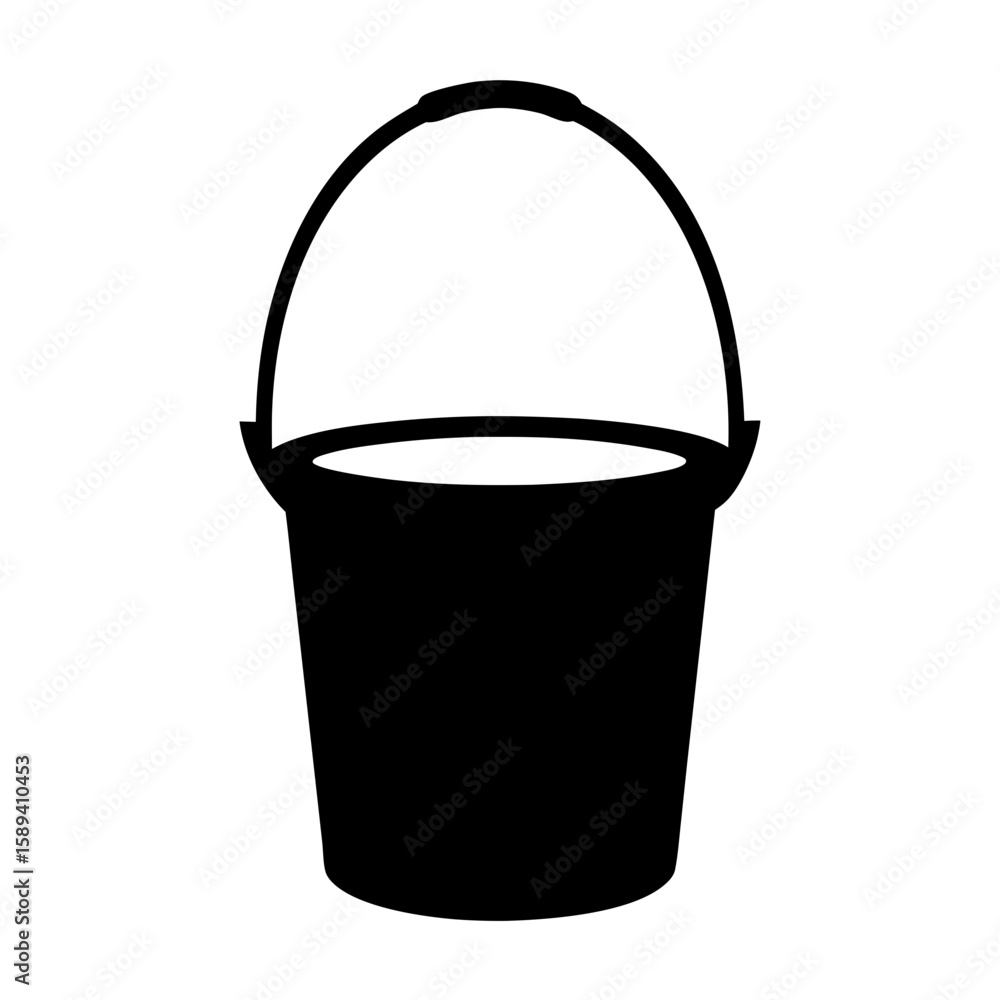 A classic black bucket illustration used for various activities or tasks A classic black bucket illustration used for various activities or tasks