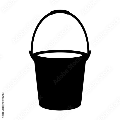 A classic black bucket illustration used for various activities or tasks