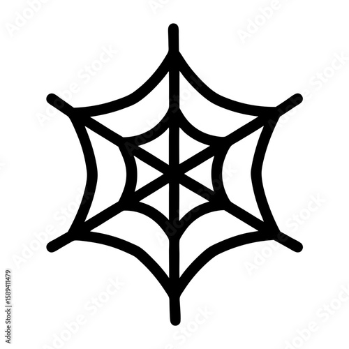 Simple black spiderweb illustration on a white background for Halloween designs