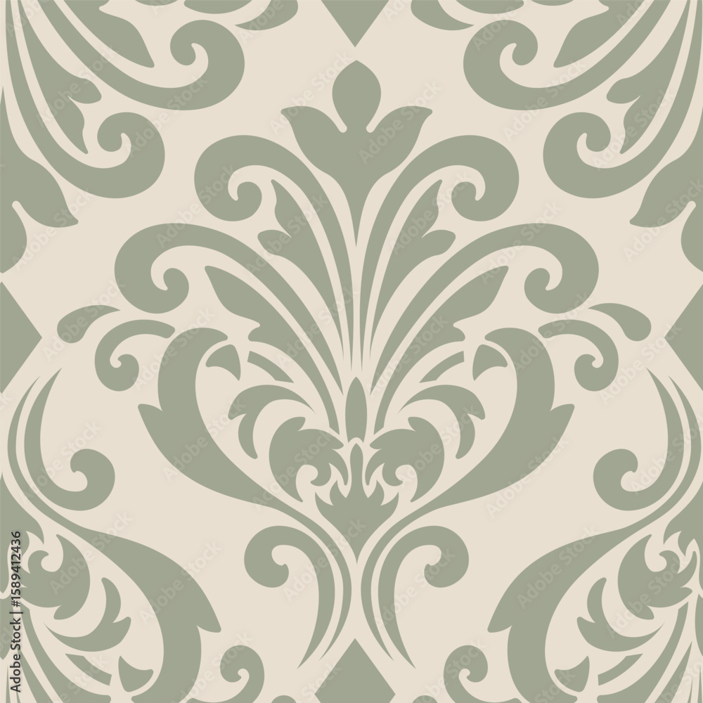 Fototapeta premium Damask modern seamless pattern element. Vintage classical old fashioned damask ornament, seamless texture for wallpapers, textile.