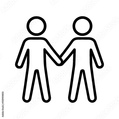 Friendship unity icon of two people holding hands in solidarity