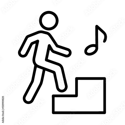 Music scale progression: figure climbing steps toward musical note