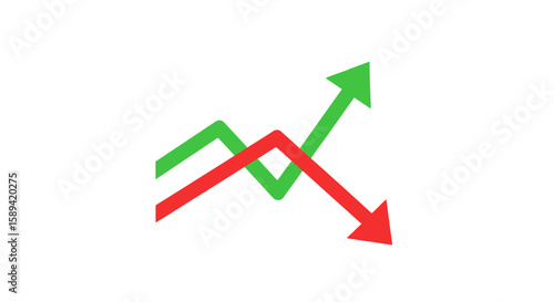 Two contrasting line graphs illustrate fluctuating upward and downward trends.