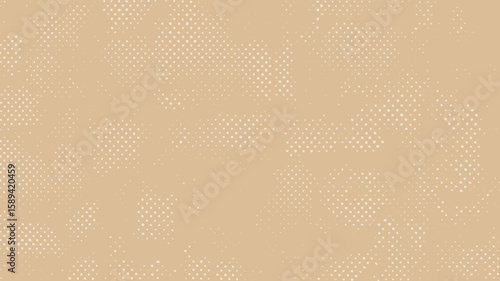 Beige halftone dot pattern texture overlay. Retro vintage distressed dotted background. Abstract old comic style grain effect.