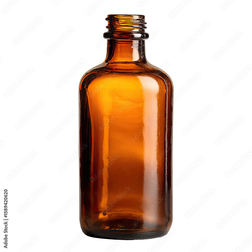Amber glass bottle, front view Amber glass bottle, front view