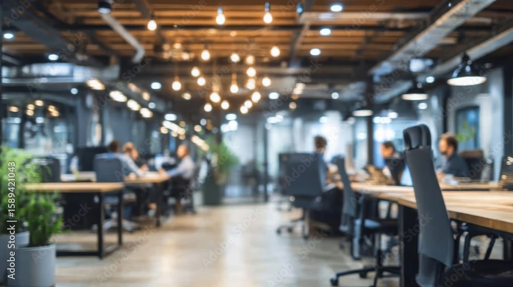 Fototapeta premium Modern Office Design Emphasizing Collaboration and Nature