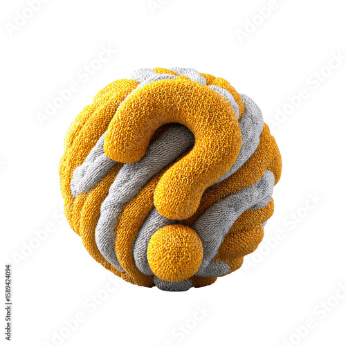 Wallpaper Mural A textured, 3D question mark, in a sphere of fluffy, yellow and white Torontodigital.ca