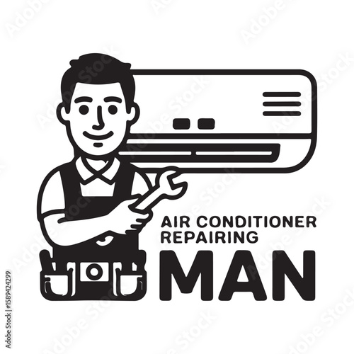 Air conditioner repairing logo vector silhouette