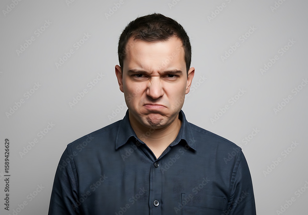 custom made wallpaper toronto digitalMan Expressing Disgust on Light Background. AI Generated