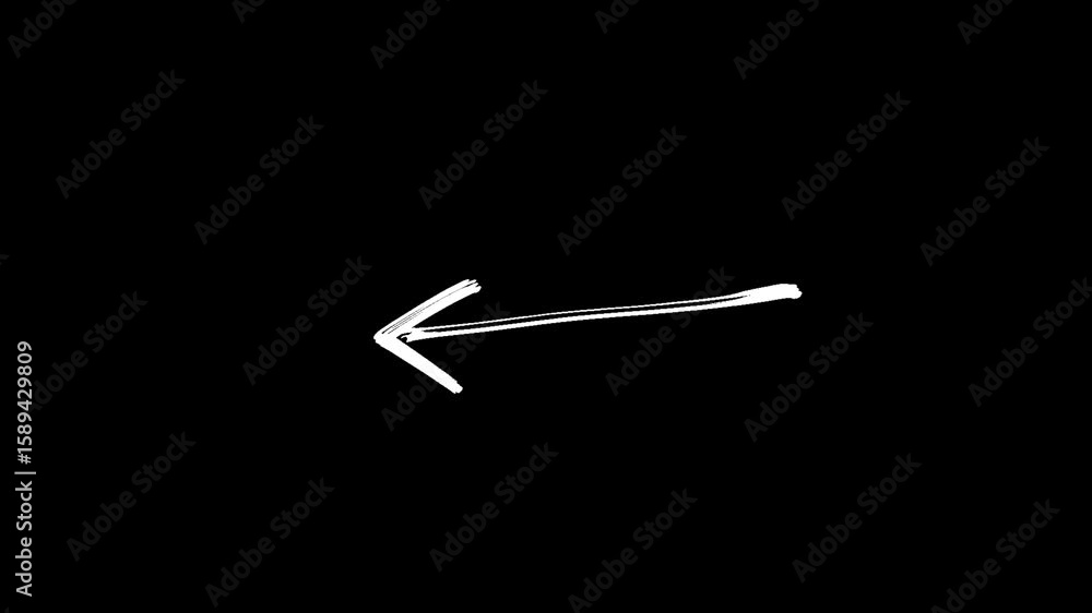 Hand drawn arrow on black background in scribble loop style Hand drawn arrow on black background in scribble loop style