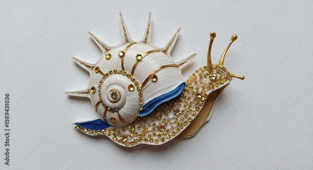 Obraz premium Elegant Snail Sculpture with Gold and Blue Accents