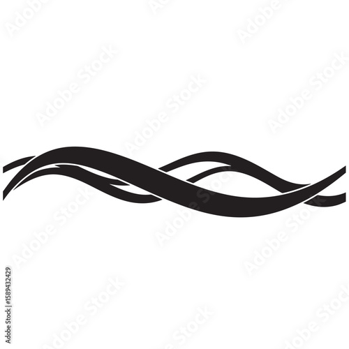 Black wavy lines illustration on white background, vector design element