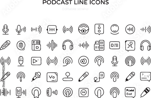 Podcast Microphone and Sound Waves Icon with Transparent Background audio broadcast