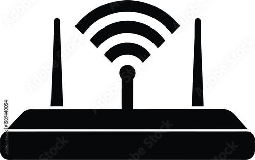 Wireless Internet Hub Silhouette Vector for Clipart, Flat Design Network Icon Illustration