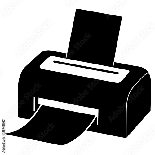 silhouette of a printer with a sheet of paper coming out