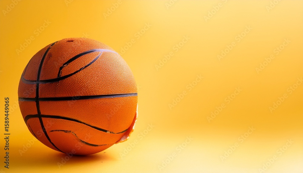 Fototapeta premium a basketball in an orange peel isolated yellow background banner copy space