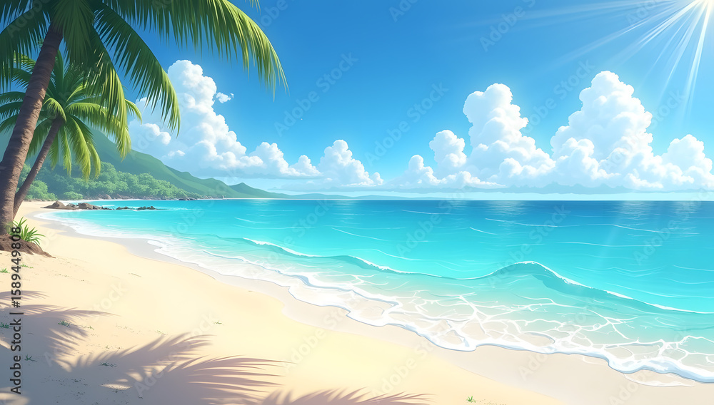 Fototapeta premium Aerial View of Tropical Beach with Clear Water