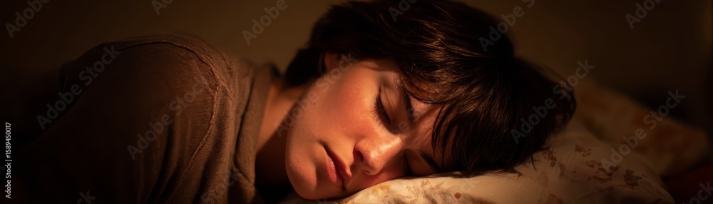 Peaceful slumber, a woman sleeping peacefully in cozy bedroom setting serene Peaceful slumber, a woman sleeping peacefully in cozy bedroom setting serene