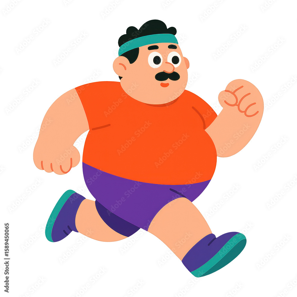 PNG Cartoon man jogging happily. PNG Cartoon man jogging happily.