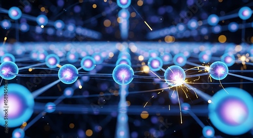 Abstract representation of interconnected glowing spheres, suggesting data flow and connections.