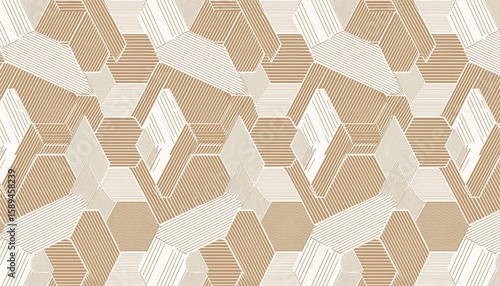 abstract geometric seamless pattern trendy beige and white hexagon design